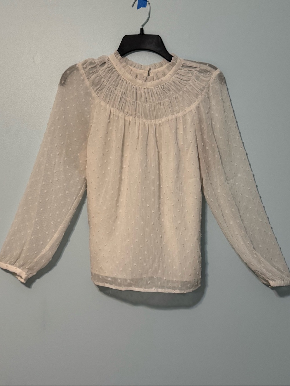 J. Crew White Dot Long Sleeve Blouse Shirt